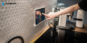 smart home wall panel in kitchen